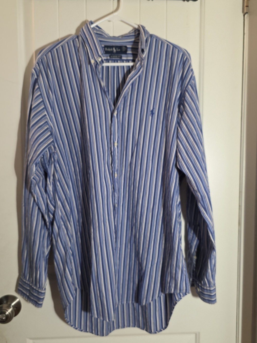 Ralph Lauren Blue & White Stripe Cotton Button-Down Shirt